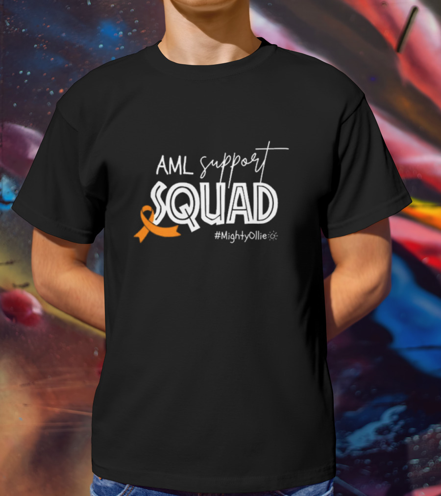 AML Support Squad Mighty Ollie Orange Ribbon #MightyOllie T-Shirt