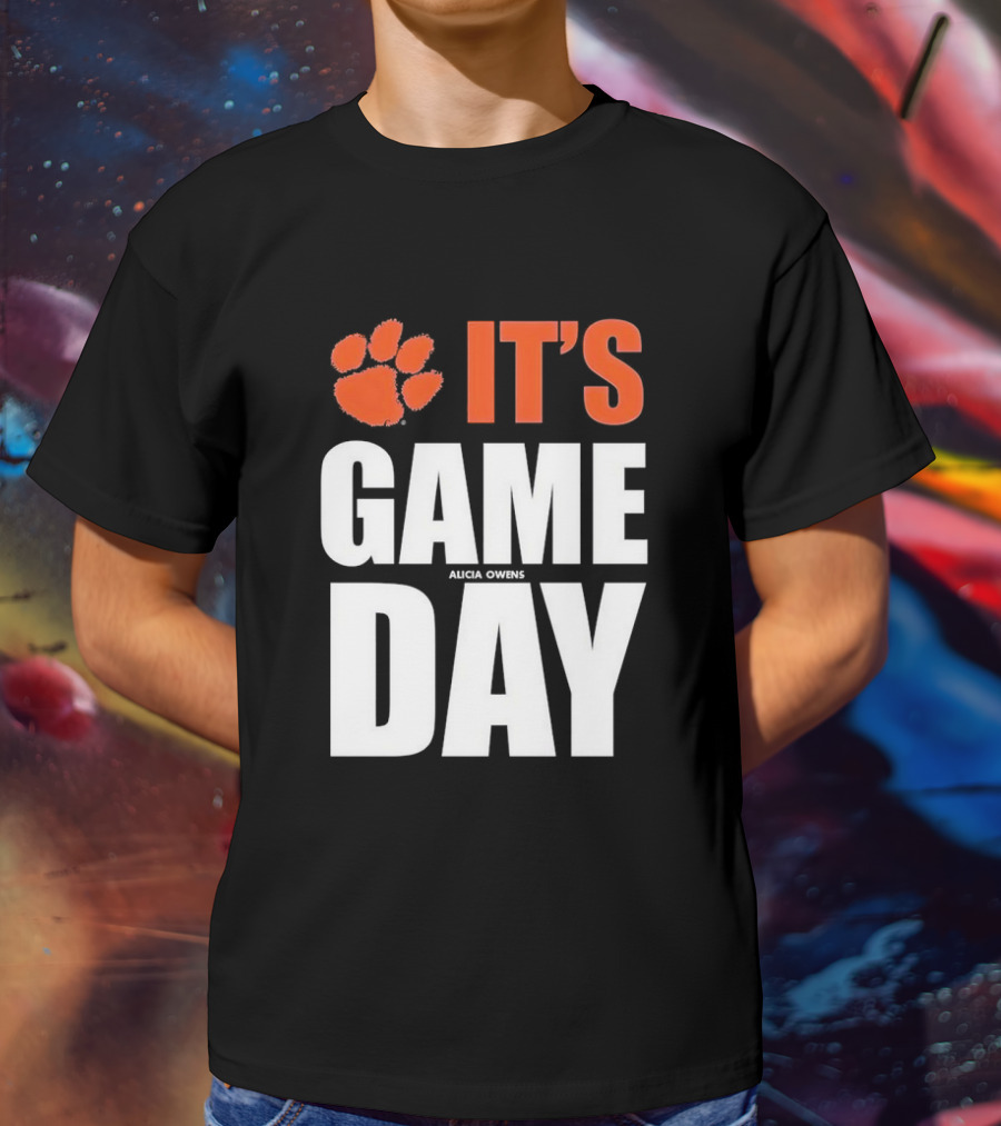 Clemson Tigers It's Game Day Paw Print Alicia Owens T-Shirt