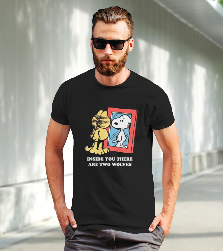 Garfield Inside You There Are Two Wolves Snoopy Reflection T-Shirt
