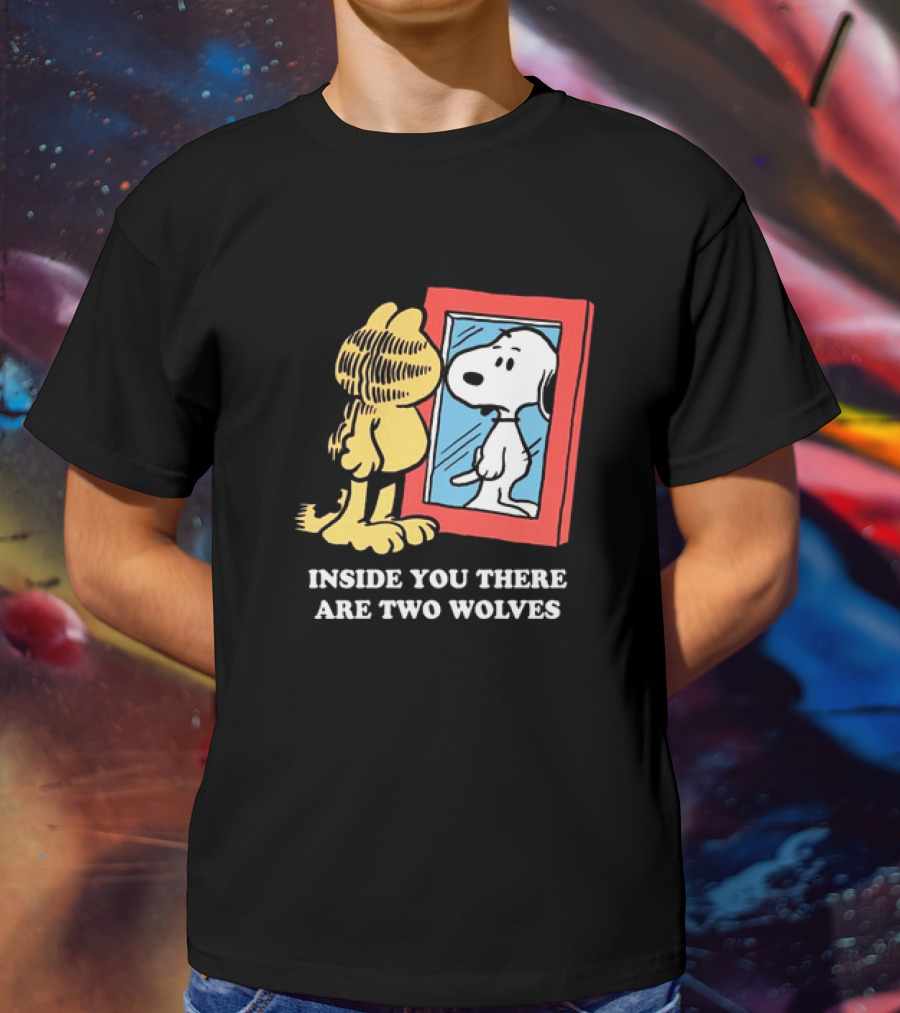 Garfield Inside You There Are Two Wolves Snoopy Reflection T-Shirt