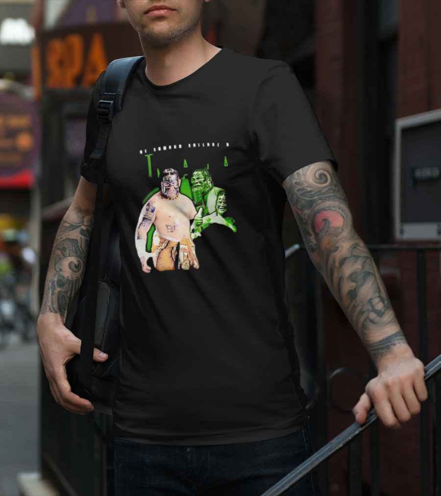 The Samoan Bulldozer Umaga Wrestler Graphic With Green Highlights T-Shirt