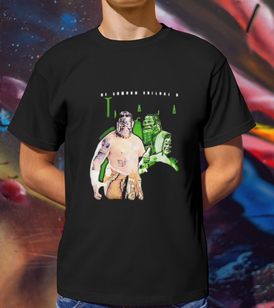 The Samoan Bulldozer Umaga Wrestler Graphic With Green Highlights T-Shirt