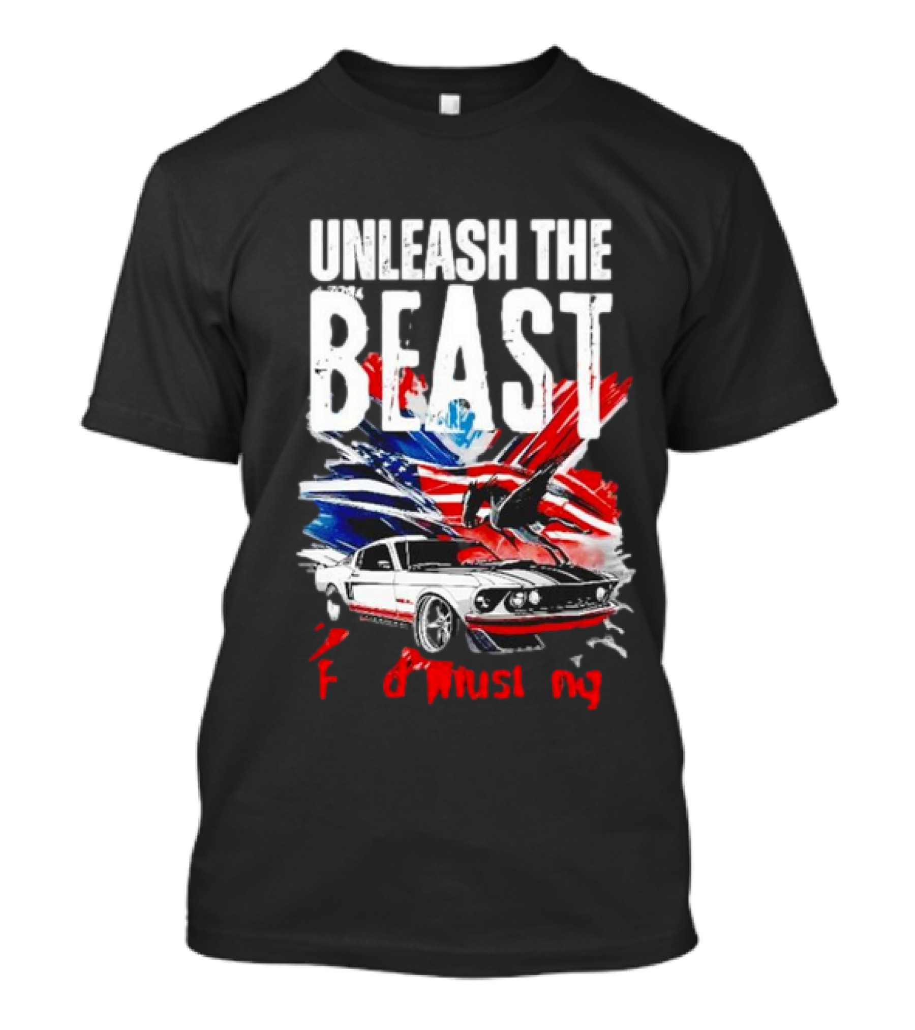 Unleash The Beast Ford Mustang American Flag Eagle T-Shirt