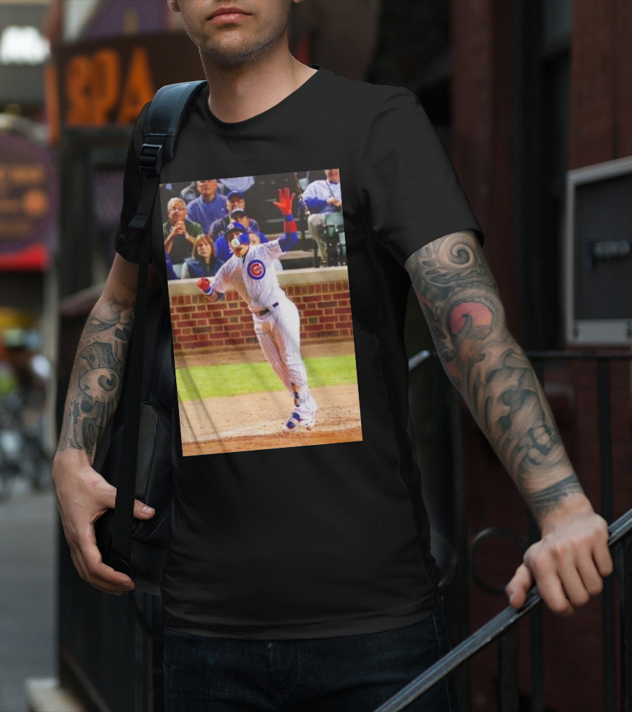 Javy Baez Chicago Cubs Blows A Bubble Hitting Second Home Run Baseball Action T-Shirt