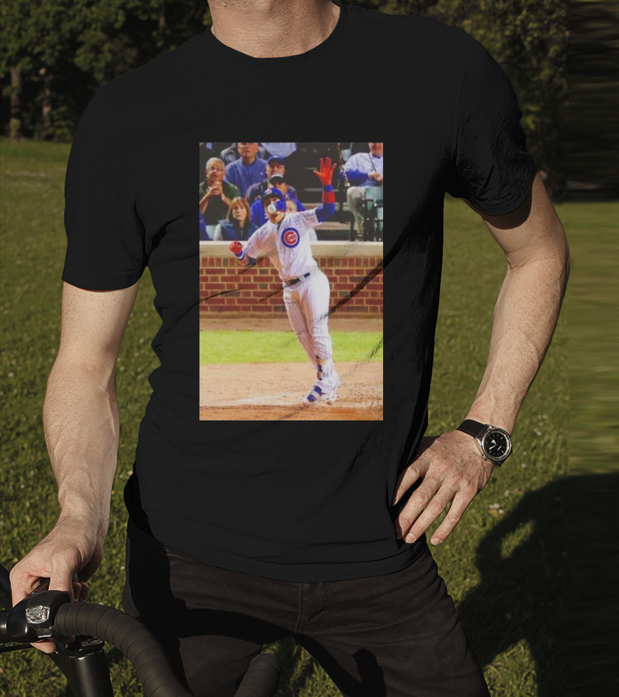 Javy Baez Chicago Cubs Blows A Bubble Hitting Second Home Run Baseball Action T-Shirt