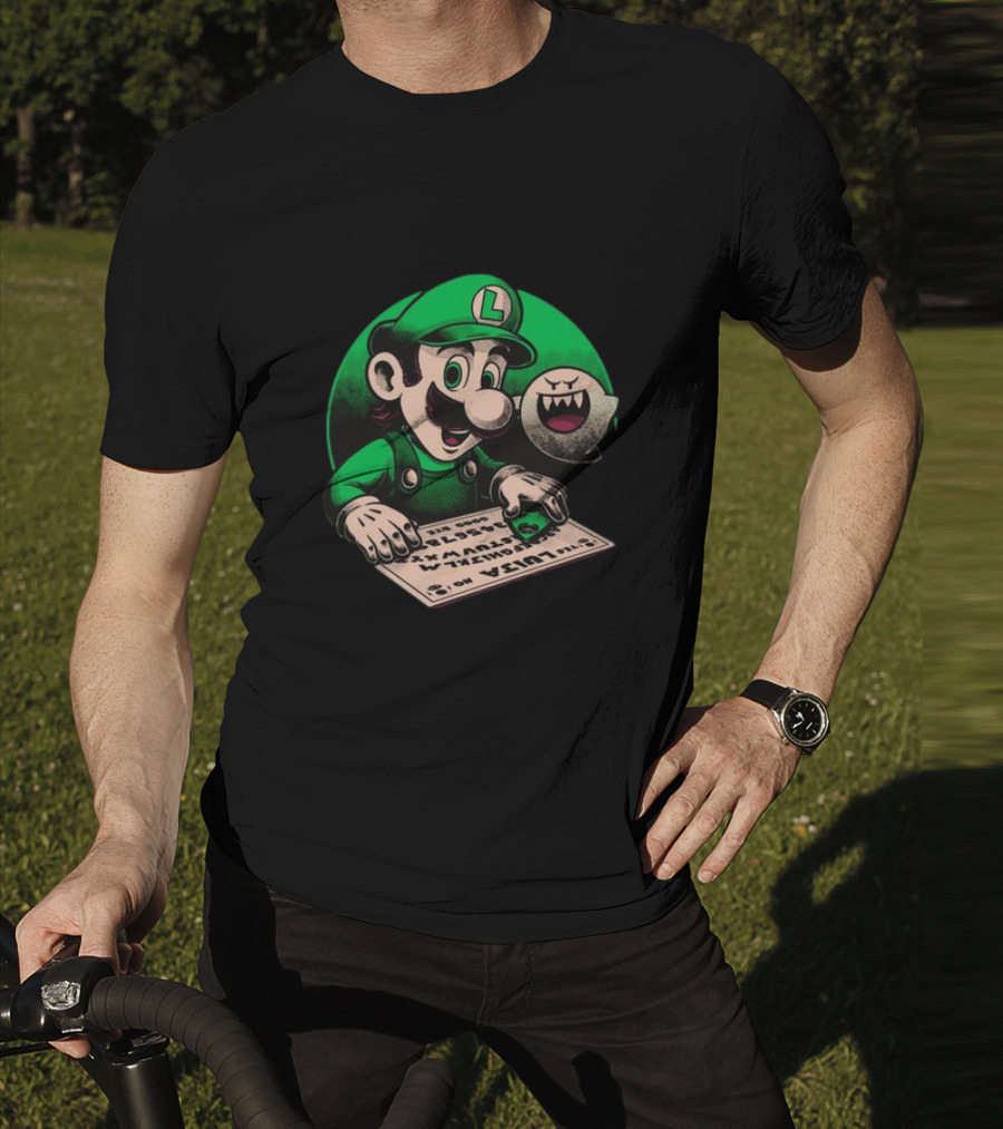Luigi Green Ouija Board With Boo Ghost T-Shirt