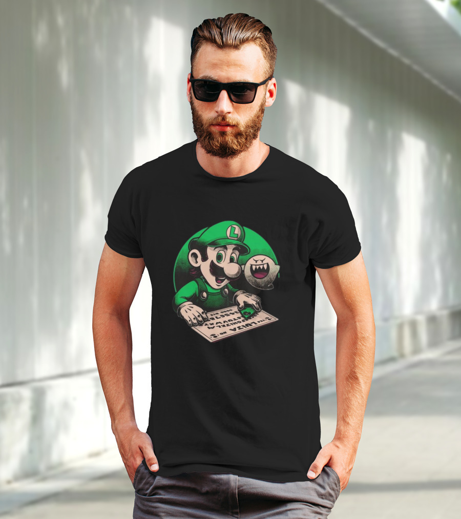Luigi Green Ouija Board With Boo Ghost T-Shirt