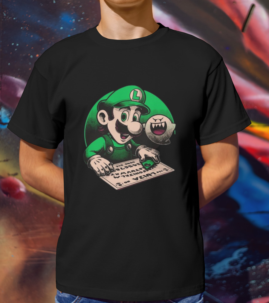 Luigi Green Ouija Board With Boo Ghost T-Shirt