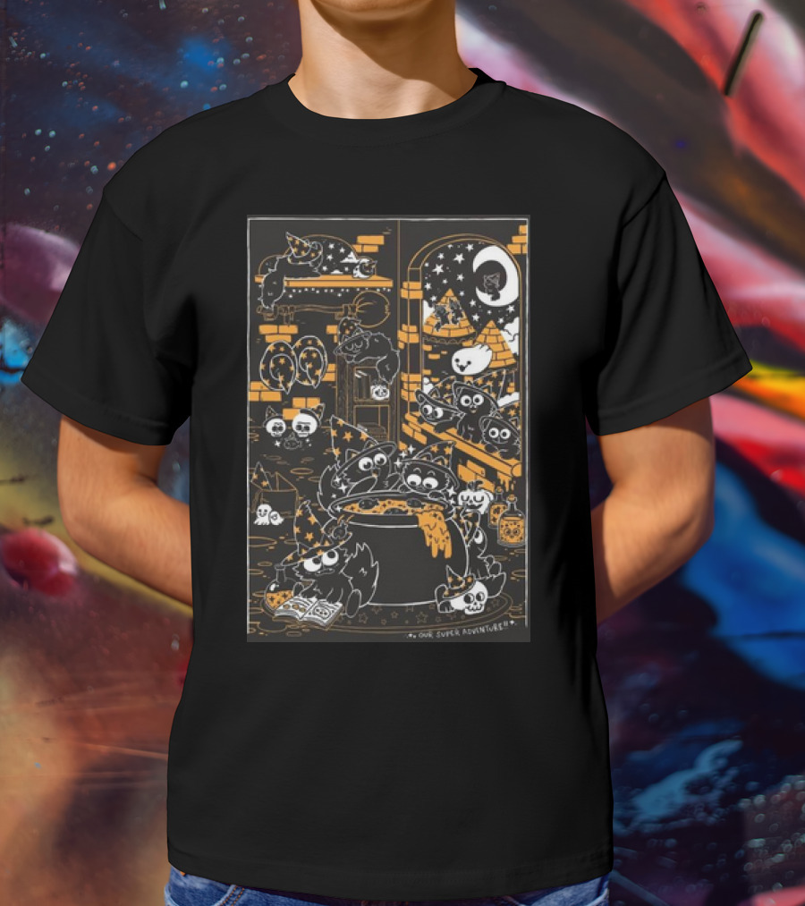Our Super Adventure Wizard Cats In Magical Potion Room T-Shirt