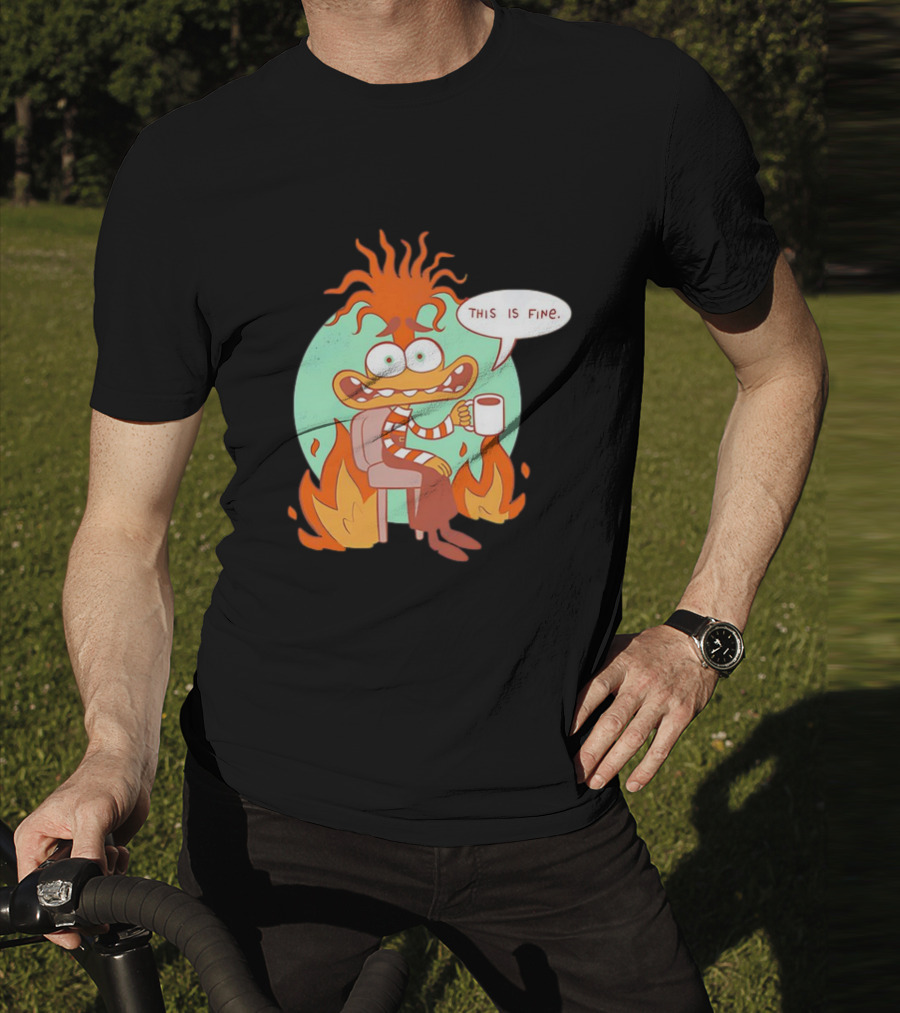 Anxiety Inside Out 2 This Is Fine Fire Cartoon T-Shirt