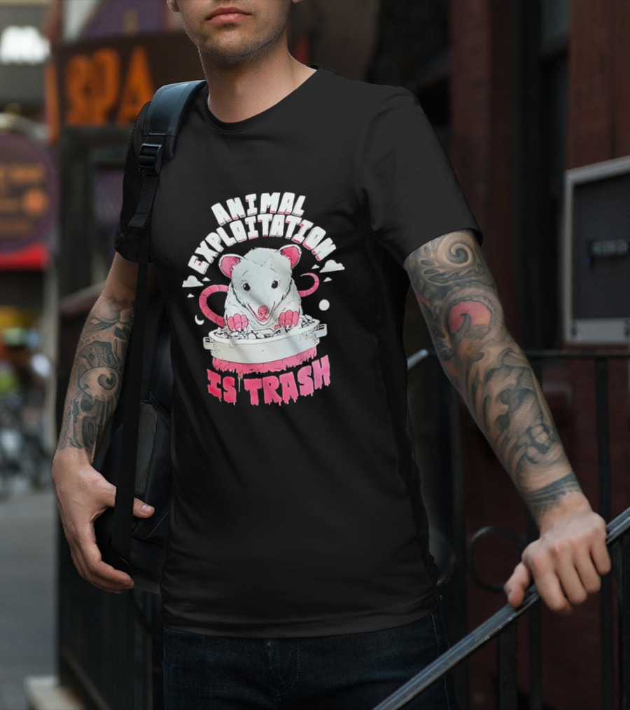 ANIMAL EXPLOITATION IS TRASH Possum T-Shirt