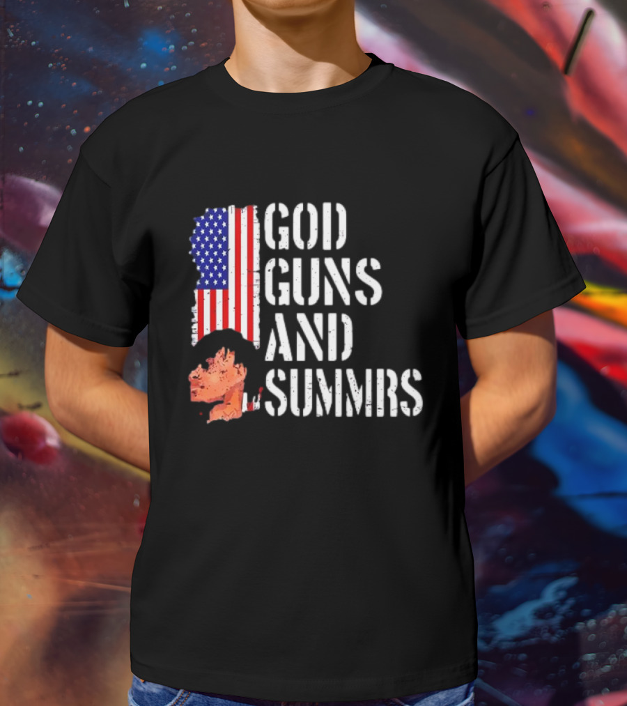 Kankan God Guns And Summrs American Flag Iconic T-Shirt
