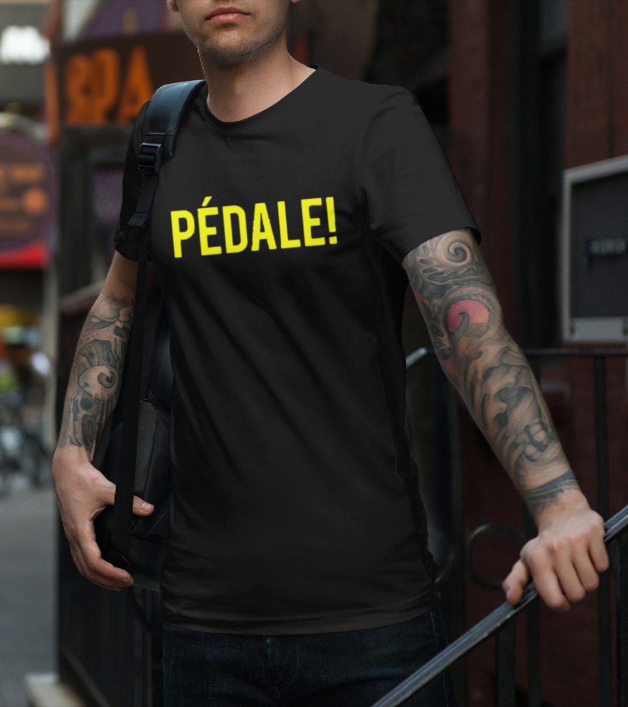 Pédale Bold Yellow Exclamation French Text T-Shirt
