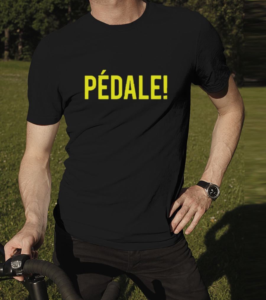Pédale Bold Yellow Exclamation French Text T-Shirt