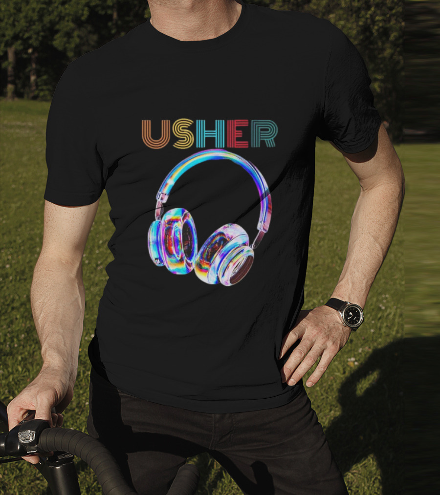 USHER Vintage Headphone Hiphop Music Fan T-Shirt