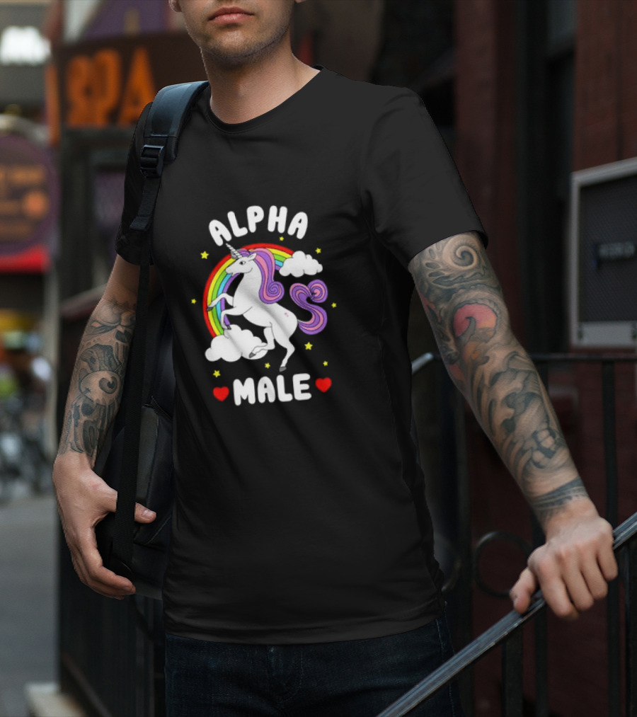 Alpha Male Unicorn Rainbow Father's Day T-Shirt