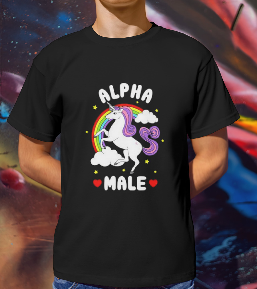 Alpha Male Unicorn Rainbow Father's Day T-Shirt