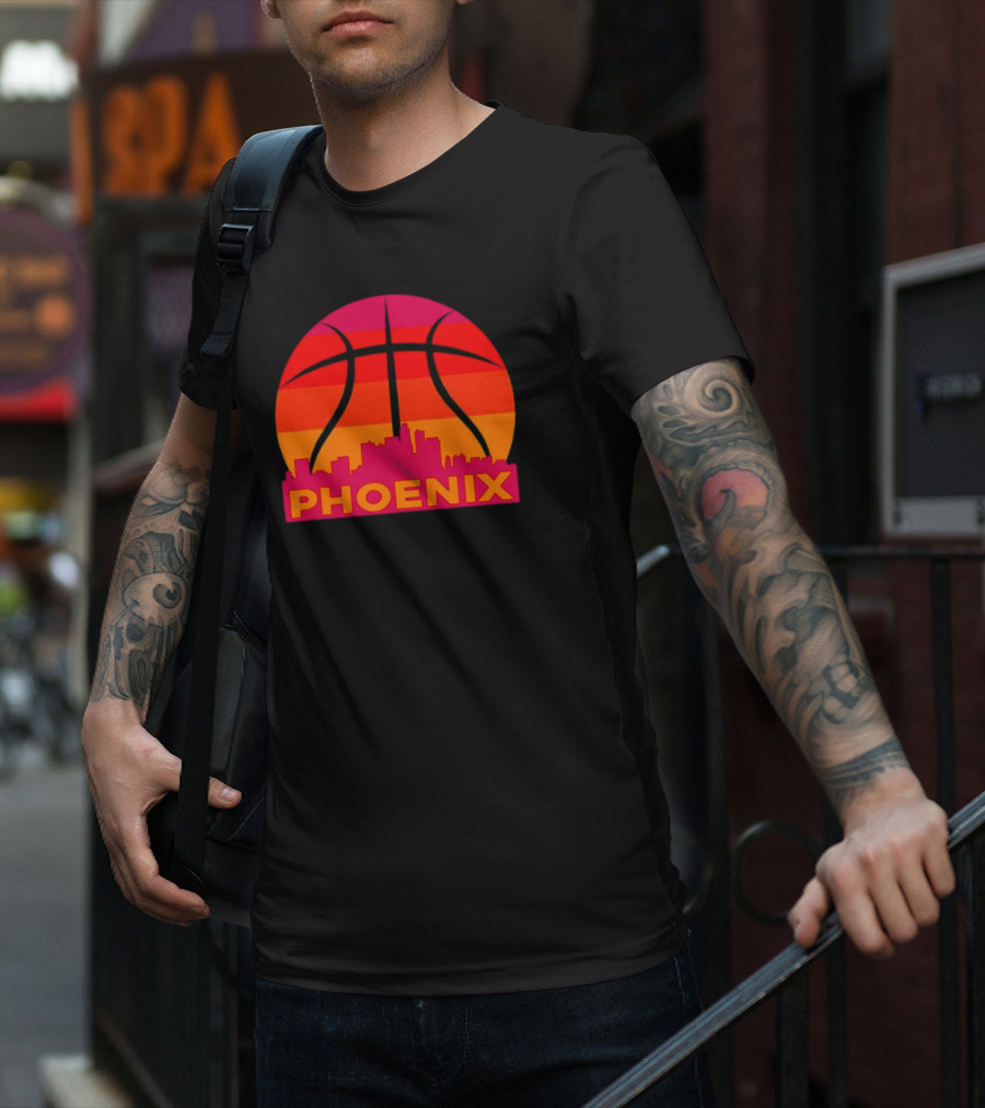 Phoenix City Skyline Basketball Sunset T-Shirt