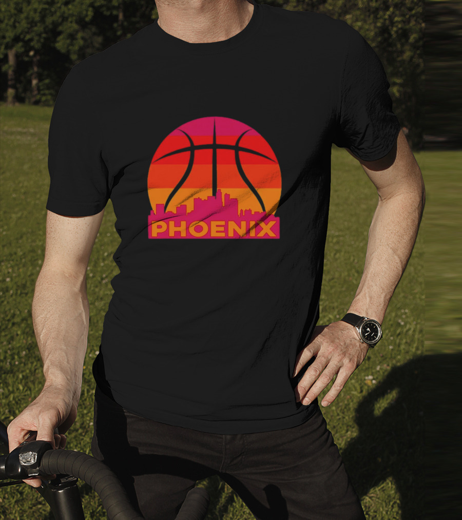 Phoenix City Skyline Basketball Sunset T-Shirt