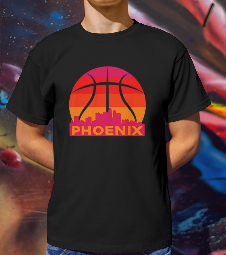 Phoenix City Skyline Basketball Sunset T-Shirt
