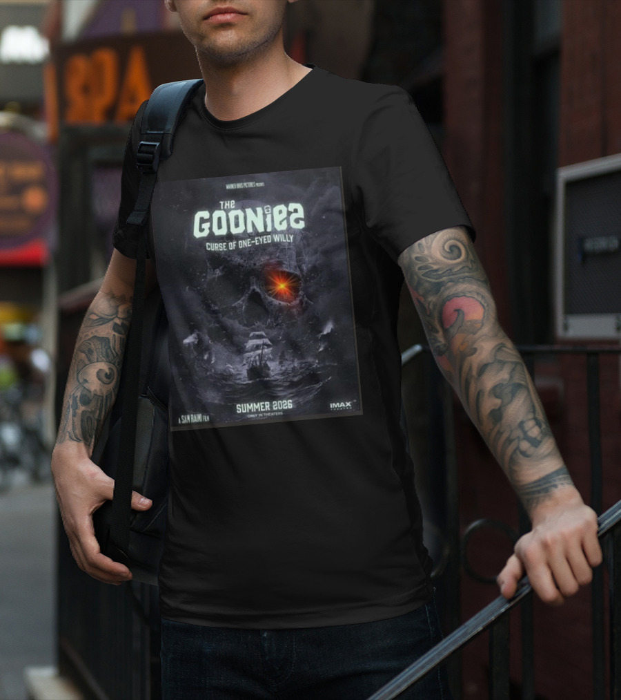 The Goonies 2 Curse Of One-Eyed Willy Summer 2026 IMAX Only In Theaters Warner Bros Pictures A Sam Raimi Film T-Shirt
