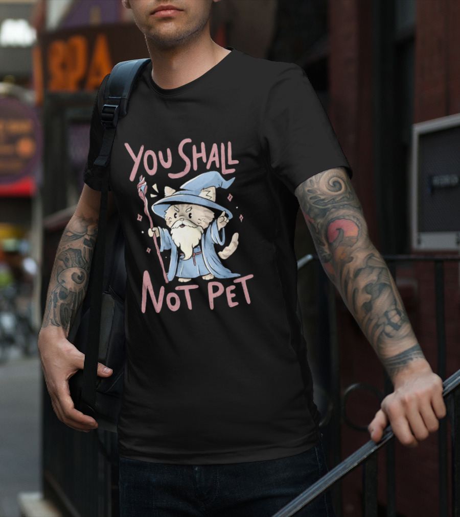 Wizard Cat You Shall Not Pet Gandalf Parody Fantasy Humor T-Shirt