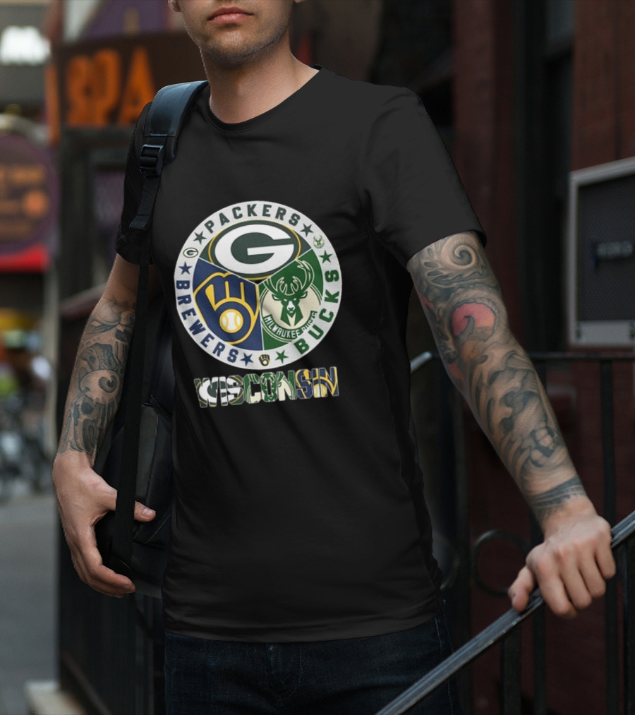 Green Bay Packers Milwaukee Brewers Milwaukee Bucks Wisconsin T-Shirt