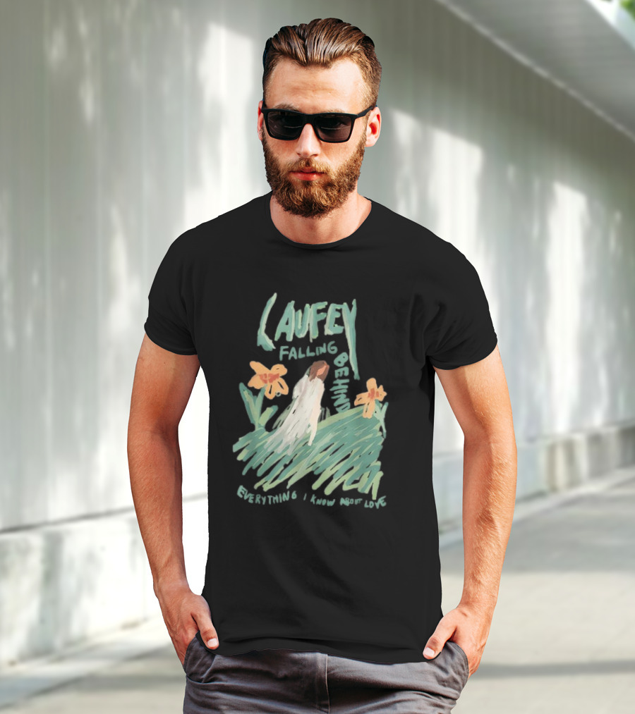 Laufey Falling Behind Everything I Know About Love With Daisies And Figure In Field T-Shirt