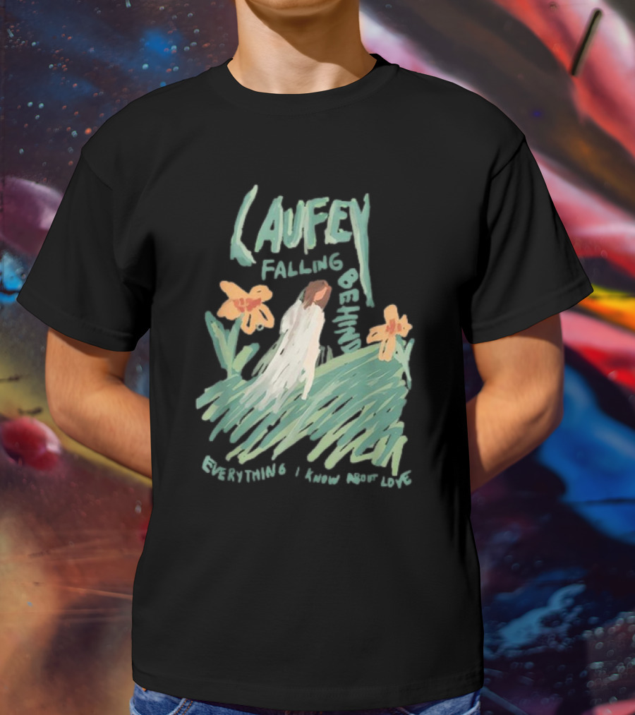 Laufey Falling Behind Everything I Know About Love With Daisies And Figure In Field T-Shirt