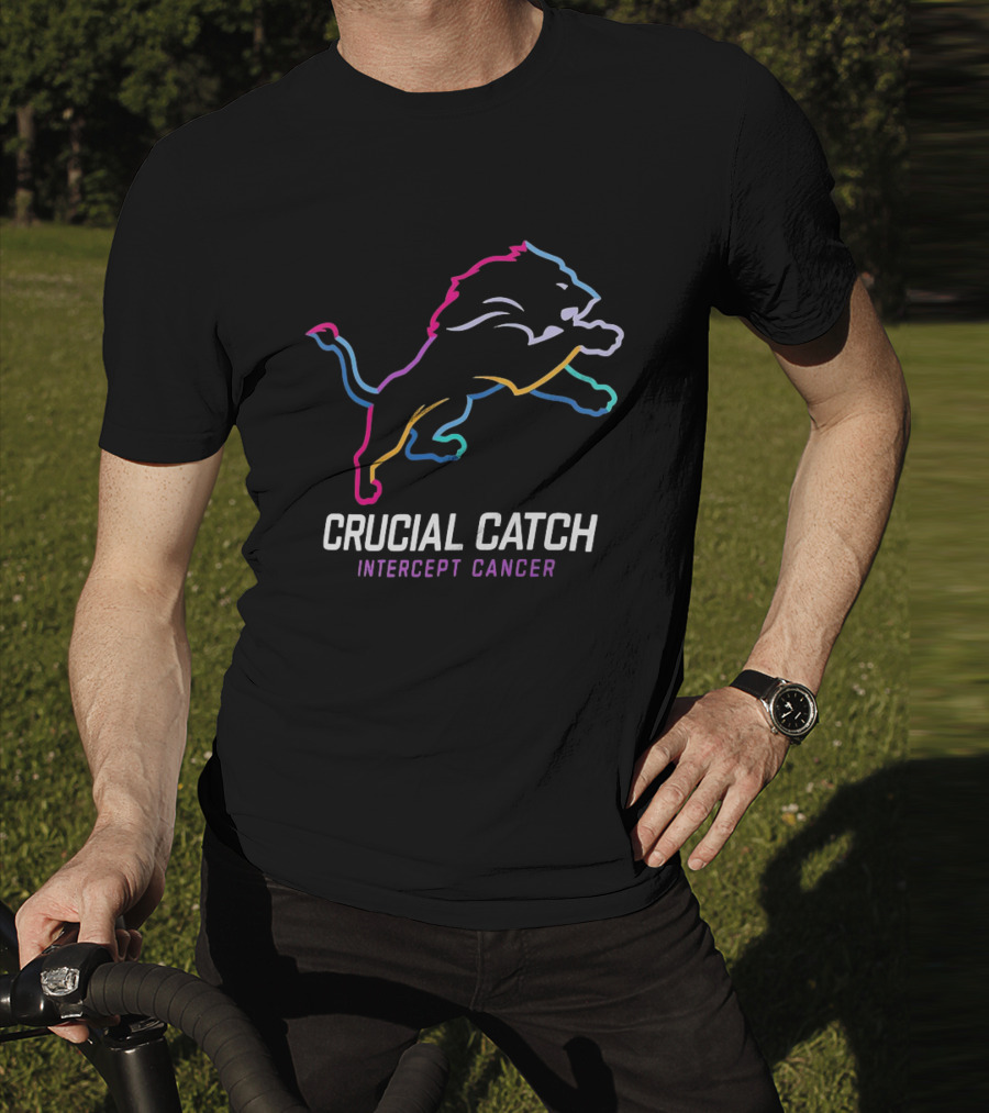 Detroit Lions Crucial Catch Intercept Cancer Awareness T-Shirt