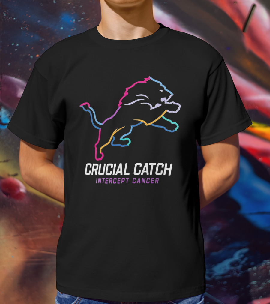 Detroit Lions Crucial Catch Intercept Cancer Awareness T-Shirt