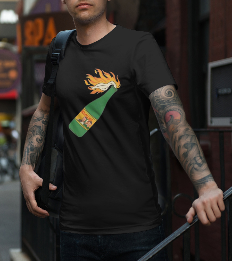 Kneecap Flaming Buckfast Molotov Bottle Green T-Shirt