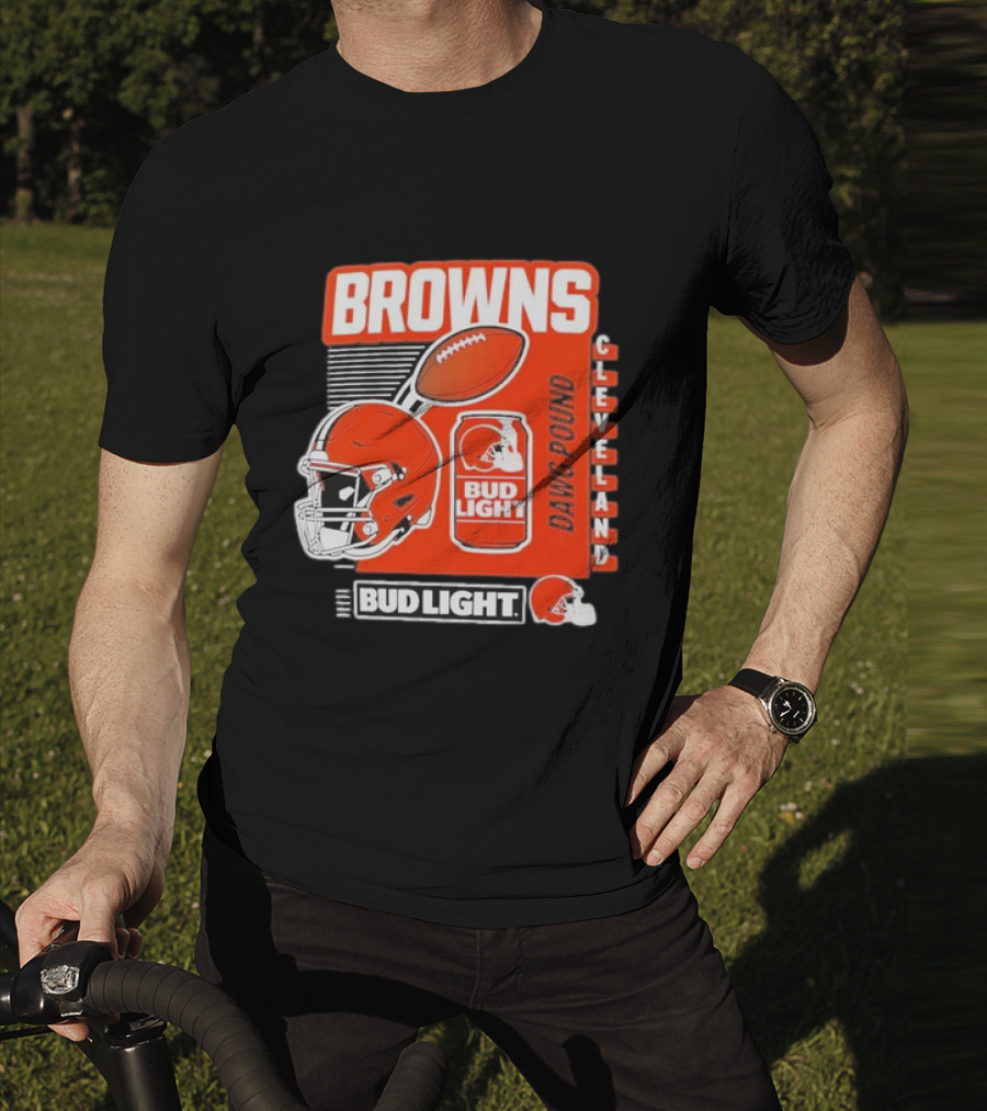 Browns Cleveland Bud Light Dawg Pound Football Helmet T-Shirt
