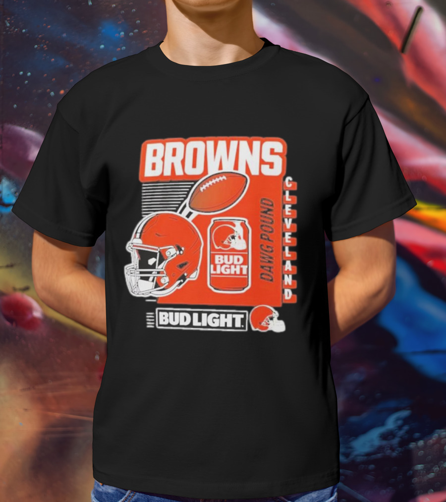 Browns Cleveland Bud Light Dawg Pound Football Helmet T-Shirt