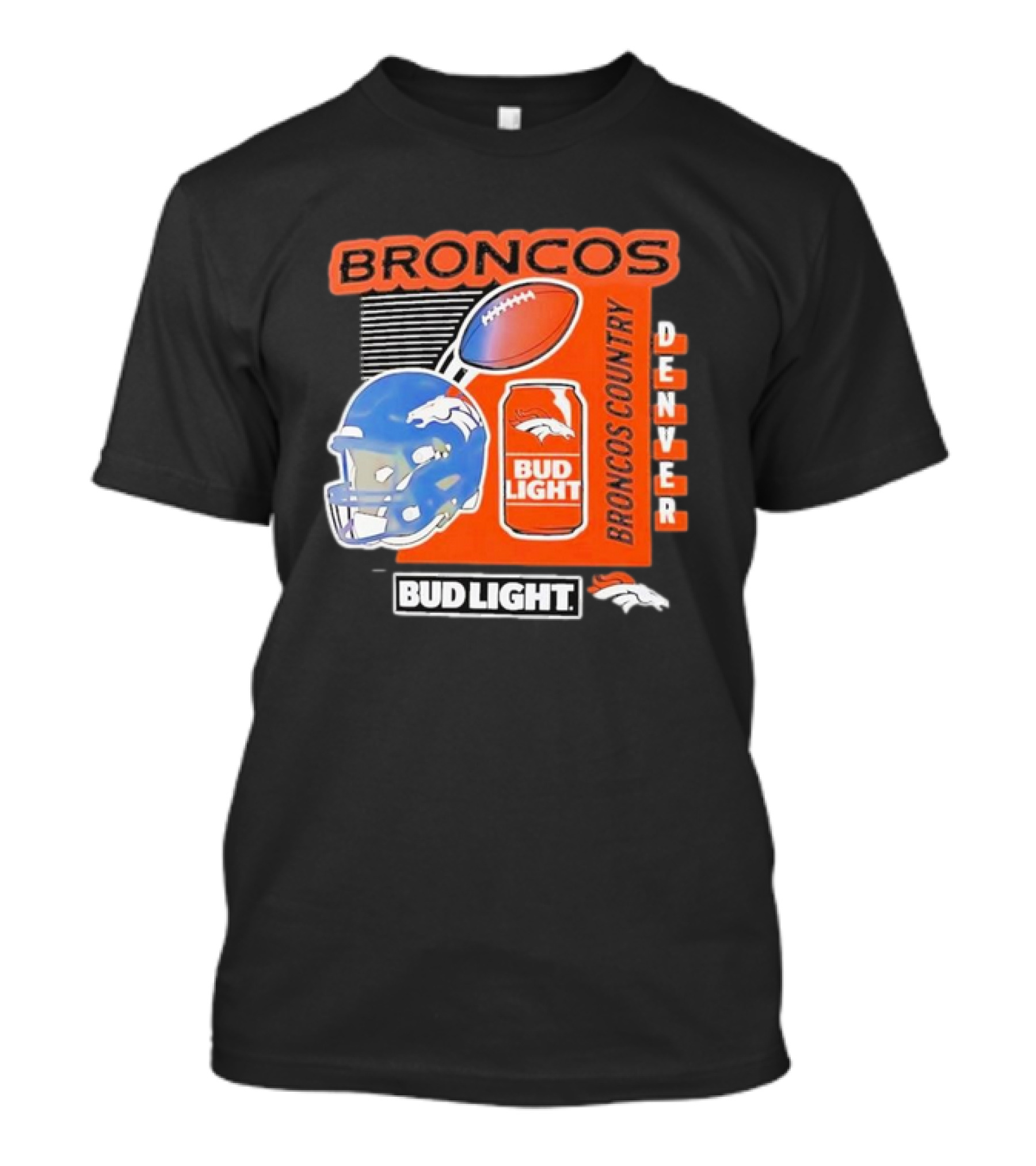 Denver Broncos Bud Light Broncos Country Denver Football Helmet And Can T-Shirt