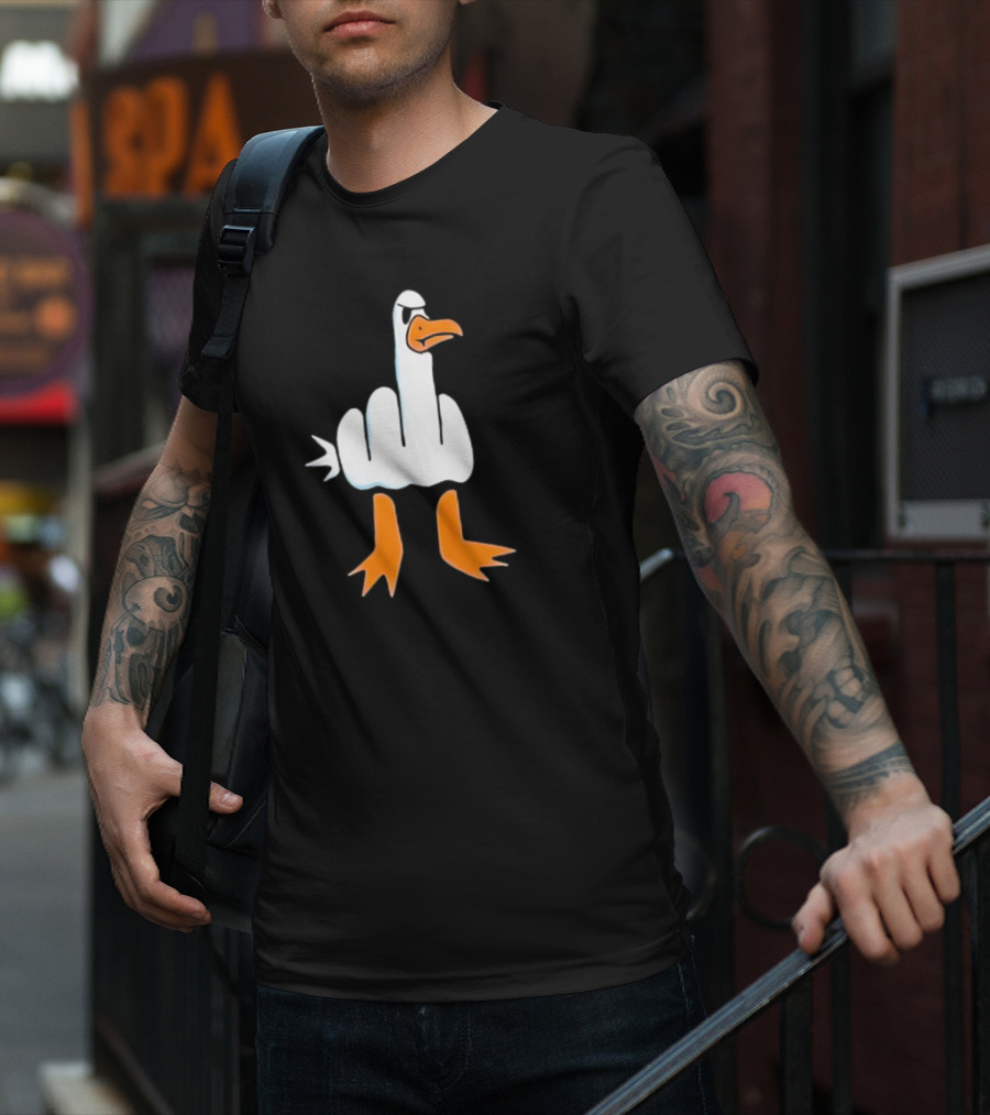 Duck Flipping The Bird Middle Finger Gesture T-Shirt