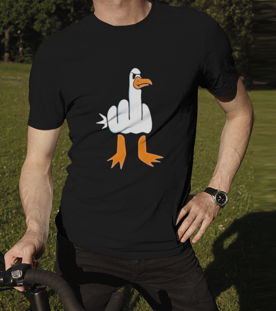 Duck Flipping The Bird Middle Finger Gesture T-Shirt