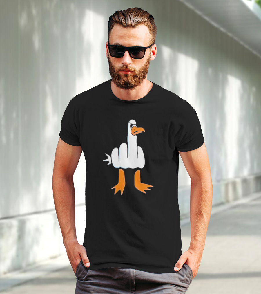 Duck Flipping The Bird Middle Finger Gesture T-Shirt