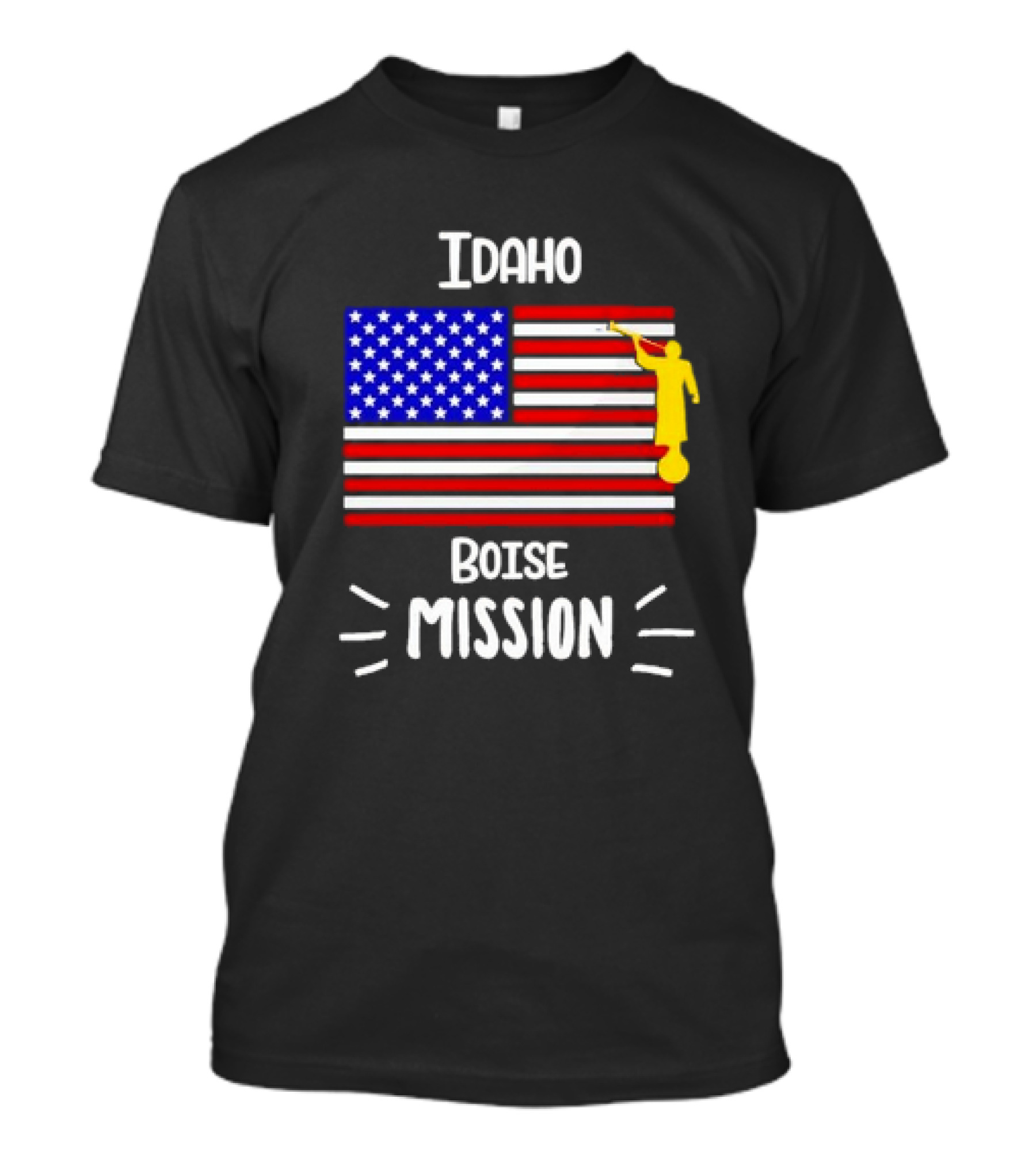 Idaho Boise Mission US Flag With Angel Moroni T-Shirt