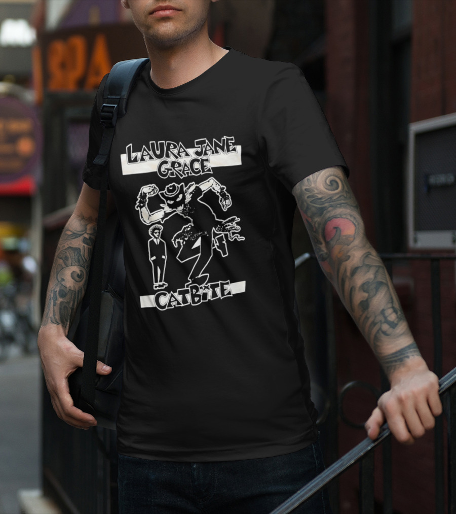 Laura Jane Grace Catbite Cartoon Cat With Suit And Tie Character T-Shirt