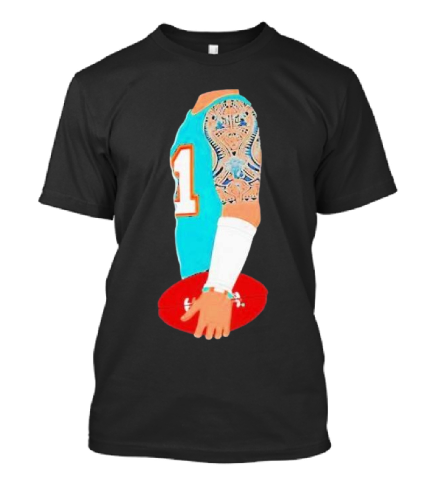Tua Tagovailoa Football Arm Miami Dolphins Number 1 T-Shirt