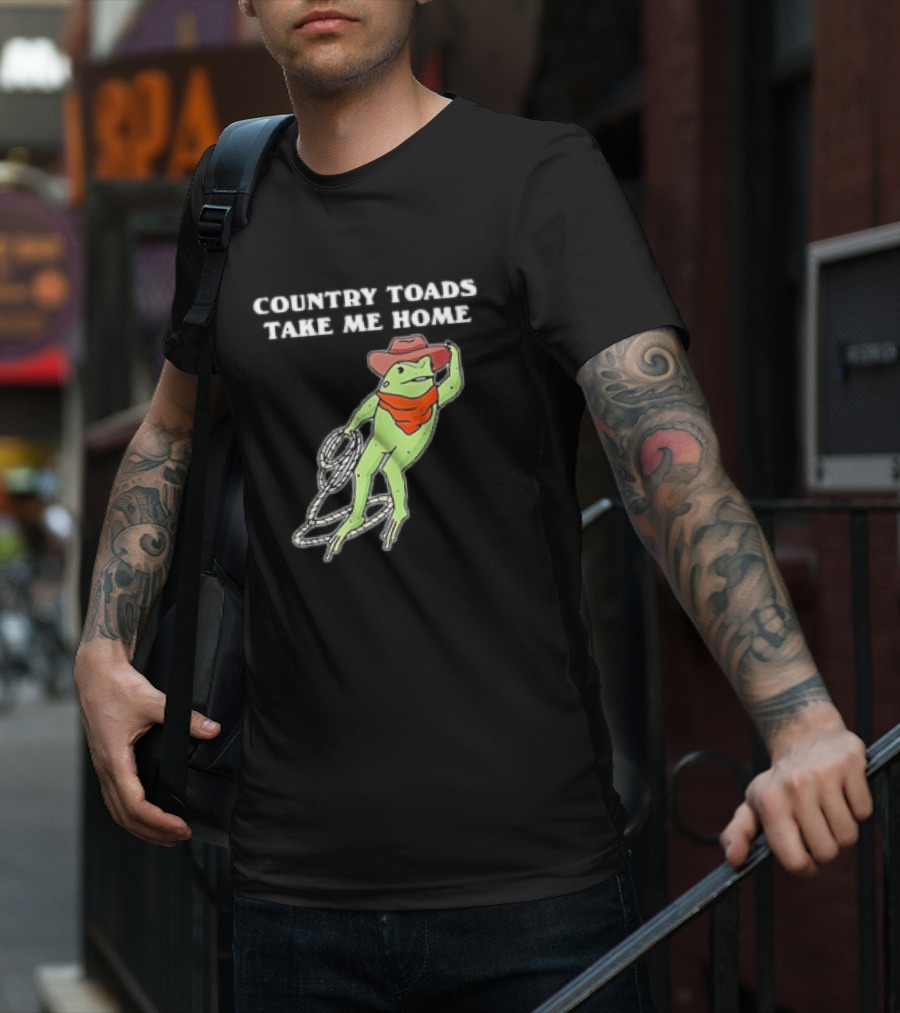 Country Toads Take Me Home Cowboy Frog Funny Western T-Shirt