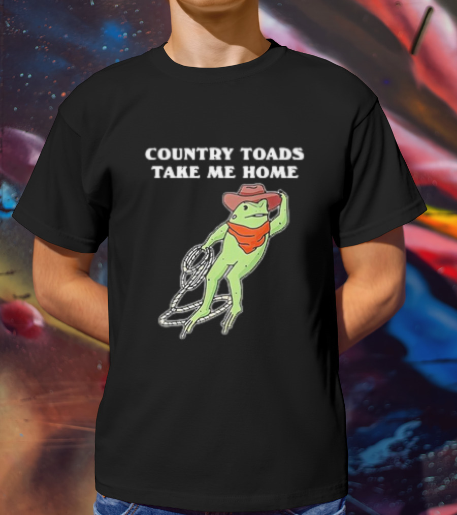 Country Toads Take Me Home Cowboy Frog Funny Western T-Shirt