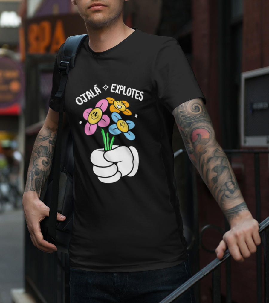 El Mariana Ojalá Explotes Happy Face Flowers T-Shirt