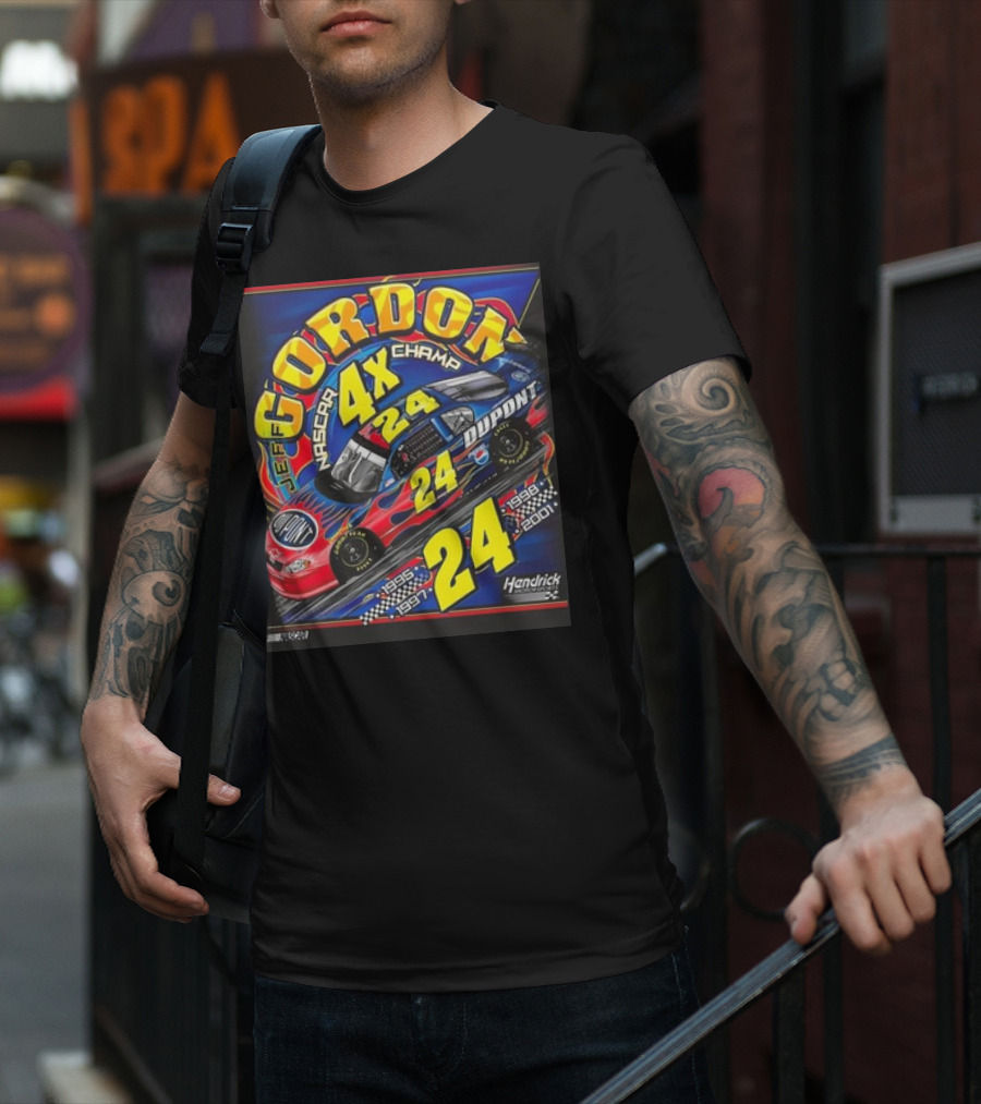 Jeff Gordon #24 Dupont NASCAR 4X Champ 1995-1997-1998-2001 Hendrick Racing T-Shirt