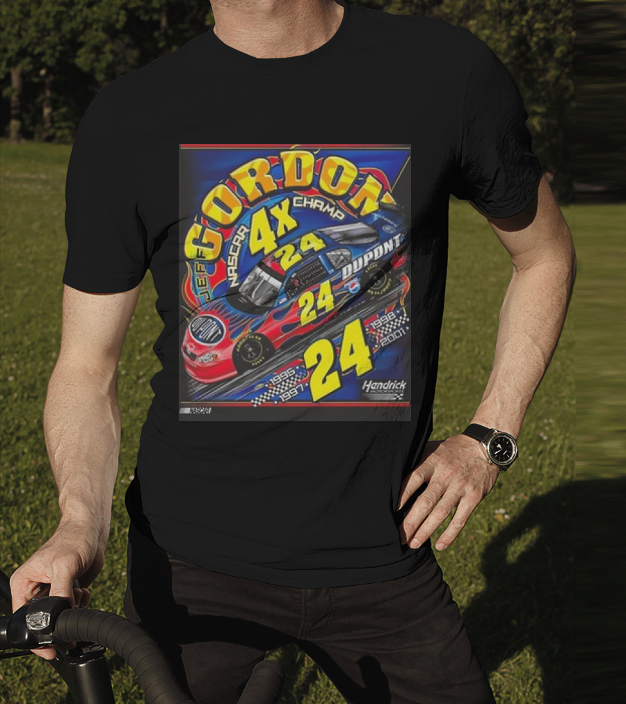 Jeff Gordon #24 Dupont NASCAR 4X Champ 1995-1997-1998-2001 Hendrick Racing T-Shirt