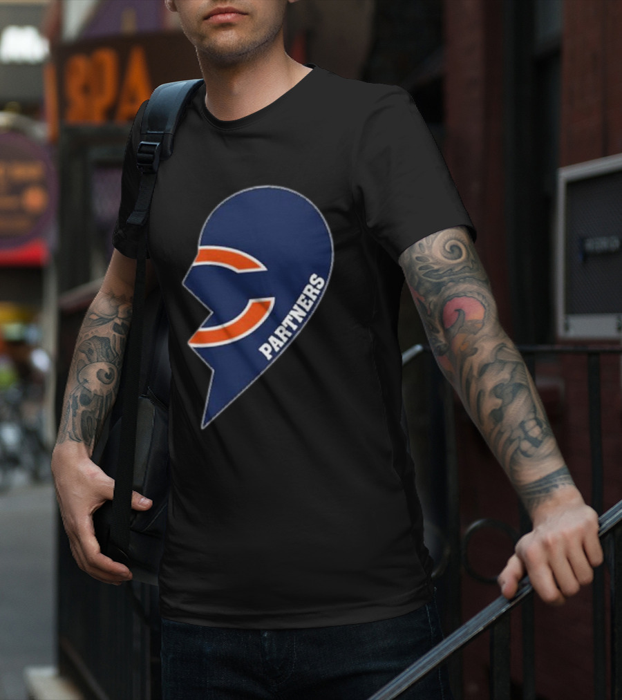 Chicago Bears Logo Partners Half Heart T-Shirt
