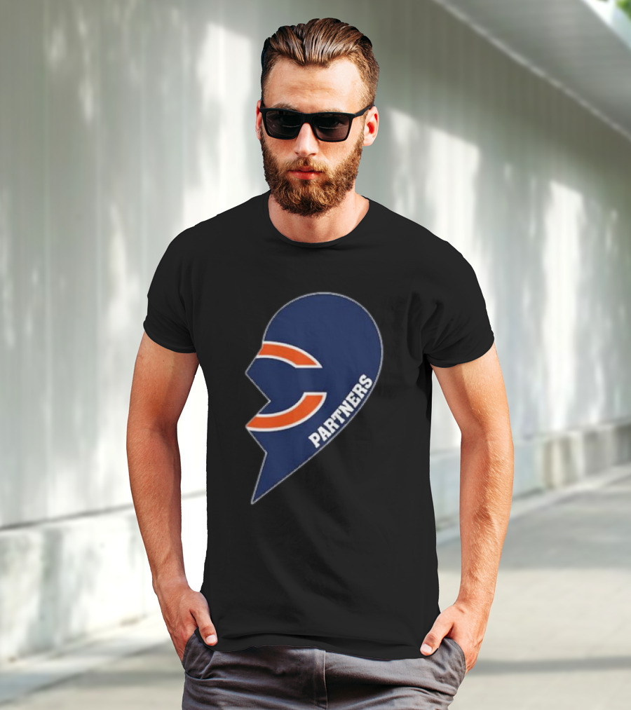 Chicago Bears Logo Partners Half Heart T-Shirt
