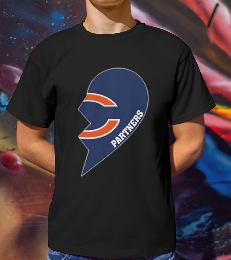 Chicago Bears Logo Partners Half Heart T-Shirt