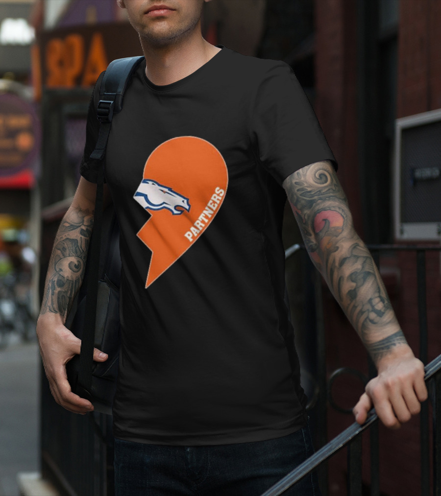 Denver Broncos Orange Half Heart Partners T-Shirt